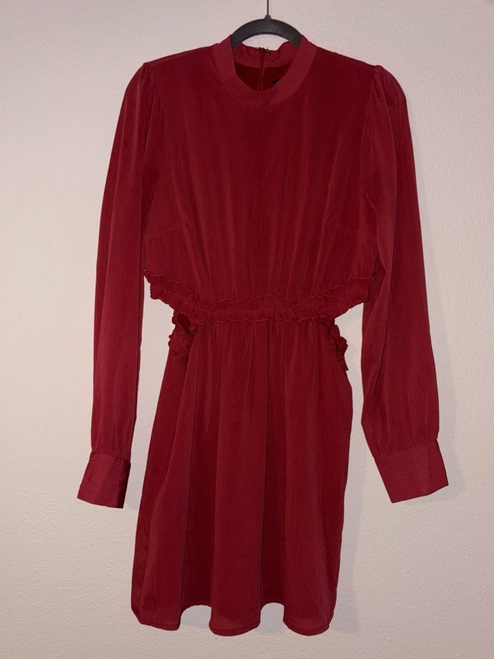 Lulu's Autumn Bliss Rusty Rose - Long Sleeve Cutout Mini Dress Size Large - Picture 4 of 8